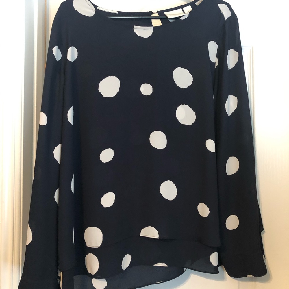 Navy blue polka dot blouse